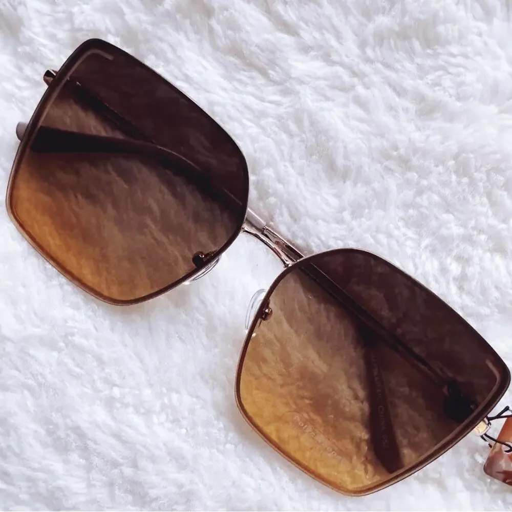 Monica Clear Brown Geometric Sunglasses
